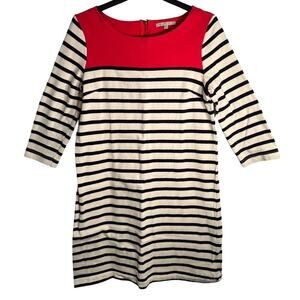 Gap Dress Womens Size M Red Blue White Stripe Tunic Cotton Boatneck Back Zip